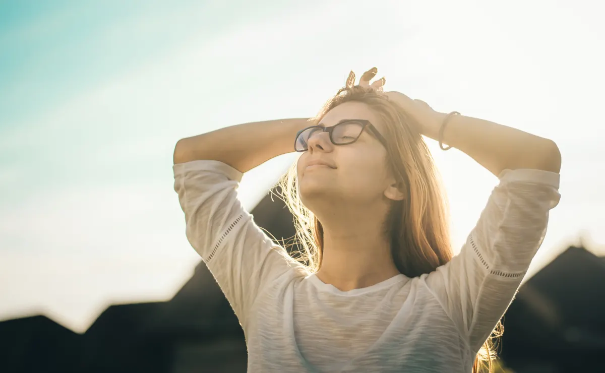 Woman looking content